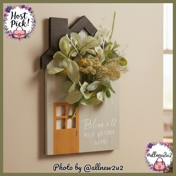 Other - • New “Bless all who gather here” Home Accent Wall Decor Floral Design Host Pick